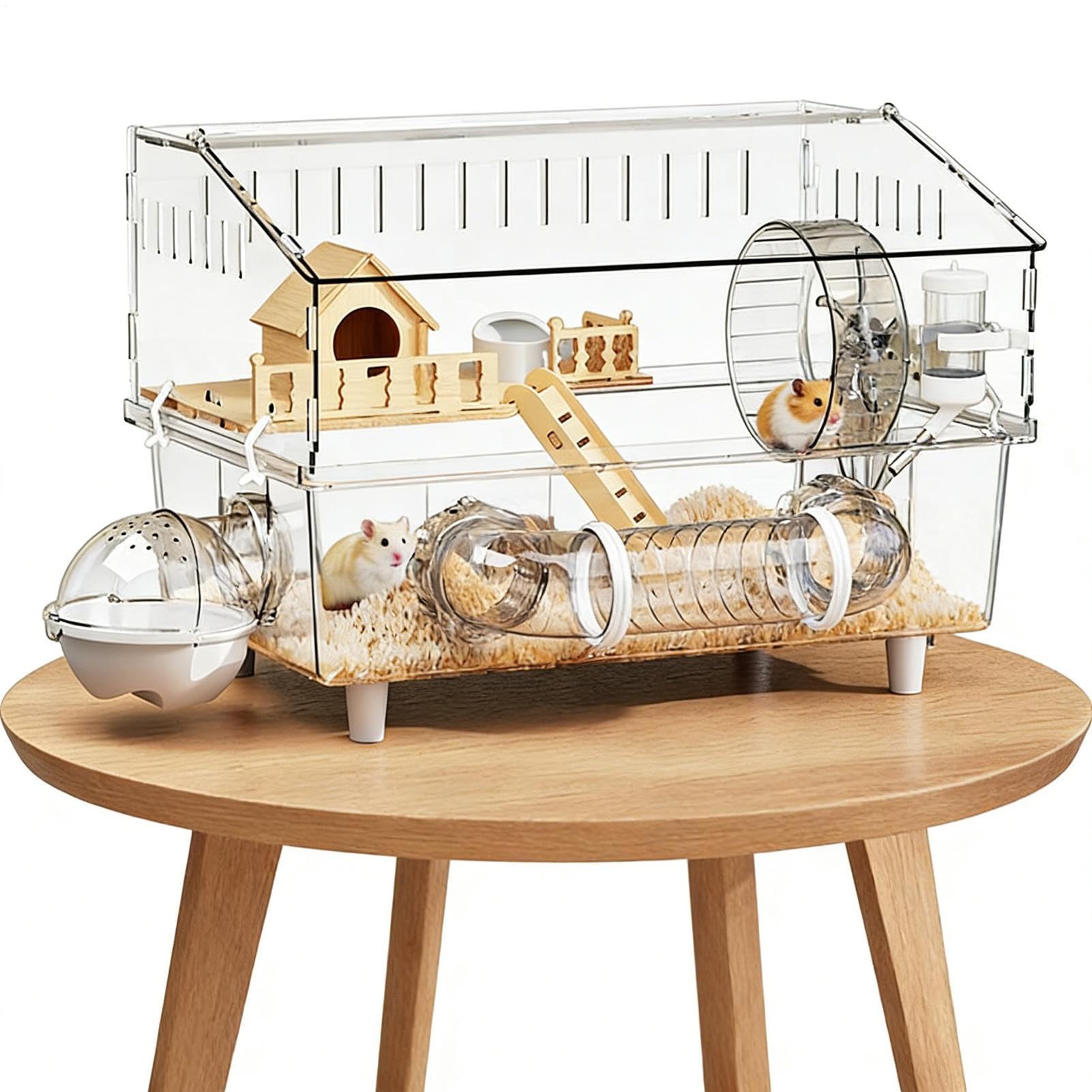 Jaula Amplia para Hámster Medidas 45x30x34.5 cm, Hábitat de Acrílico | Recinto Transparente para Roedores para en Interiores, Hogar, Juego, Viaje, Mascotas y Animales