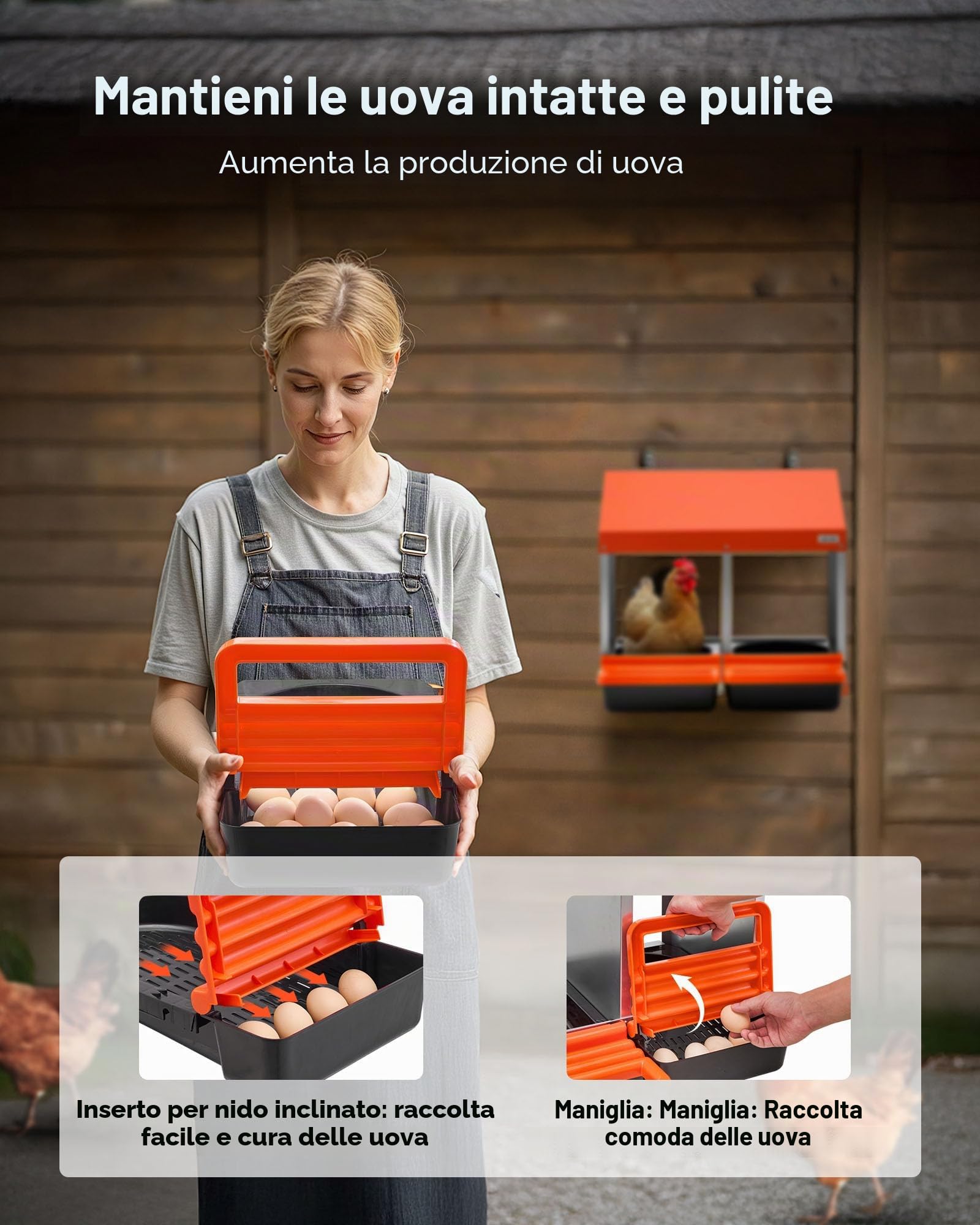 VEVOR Nido con Cassetto di Raccolta Uova per Galline 2 Scomparti con Gambe di Supporto, Facile Raccolta, Acciaio Zincato e Plastica ad Alta Resistenza, Nido per Deposizione di Uova di Gallina