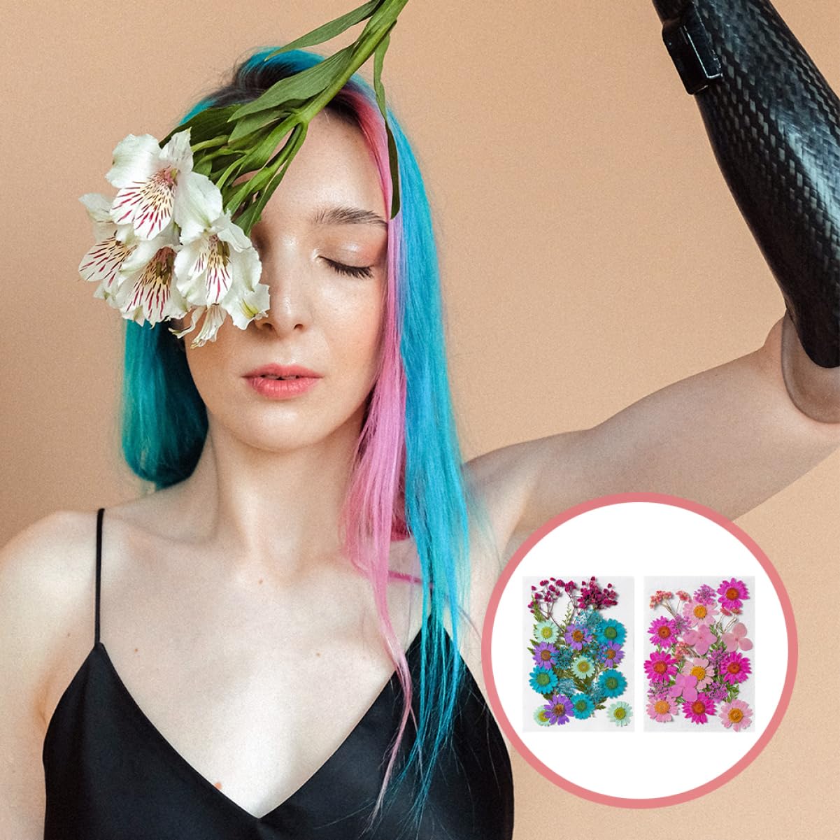VILLCASE 200pièces Fleurs Séchées Naturelles pour Artisanat Matériaux Décoratifs pour Projets Créatifs Échantillons De Plantes Pressées Accessoires Manuels Décoration Unique Et