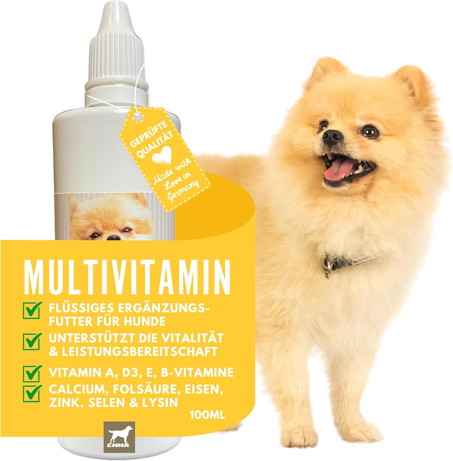 Multi Vitamine B-complex voor honden, vitaminen B1, B2, B6, B12, calcium, foliumzuur, ijzer, zinkvloeistof 100 ml