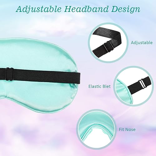 Miniatura 10 de 4 antifaz de seda para dormir, máscara de ojos suave con correa ajustable para el hombro, máscara de ojos para sombrear el sueño, relajación de