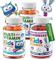 Vista 9 de Gomitas multivitamínicas para niños, 14 vitaminas esenciales, suplemento diario para mayores de 2 años, vitamina A, C, D, E, vegetariana B6 y B12