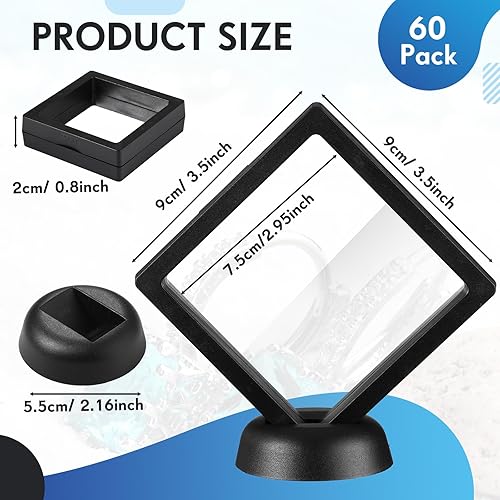 Miniatura 2 de 60 piezas de vitrina flotante 3D de película de polietileno para joyas, caja de almacenamiento de monedas, soportes para monedas antiguas