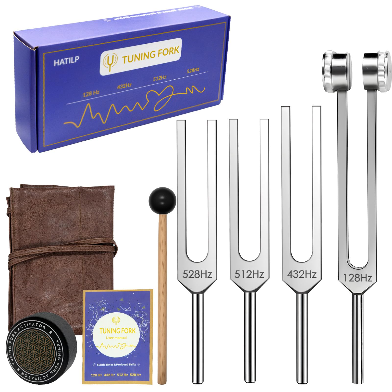 Amazon.com: Tuning Fork Set – 128Hz 432Hz 512Hz 528Hz Weighted