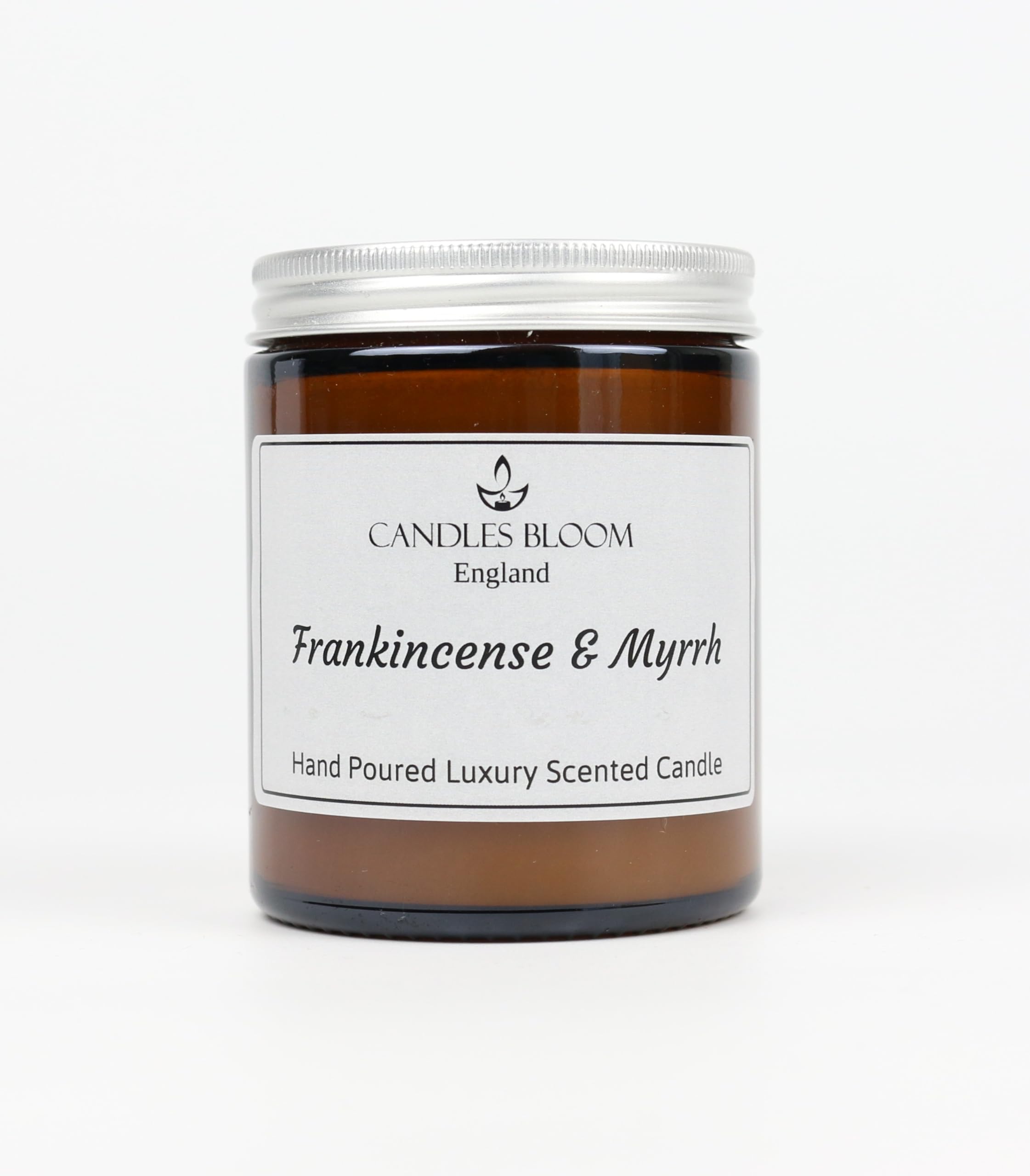 Candles Bloom White Frankincense & Myrrh 180Ml Amber Jar Scented Candle - 35 Hour Burn Time - Eco & Vegan Friendly