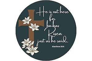 Religious Easter Magnet - Cross Shaped Decorative Cross with Inspirational Bible Verse Matthew 28:6