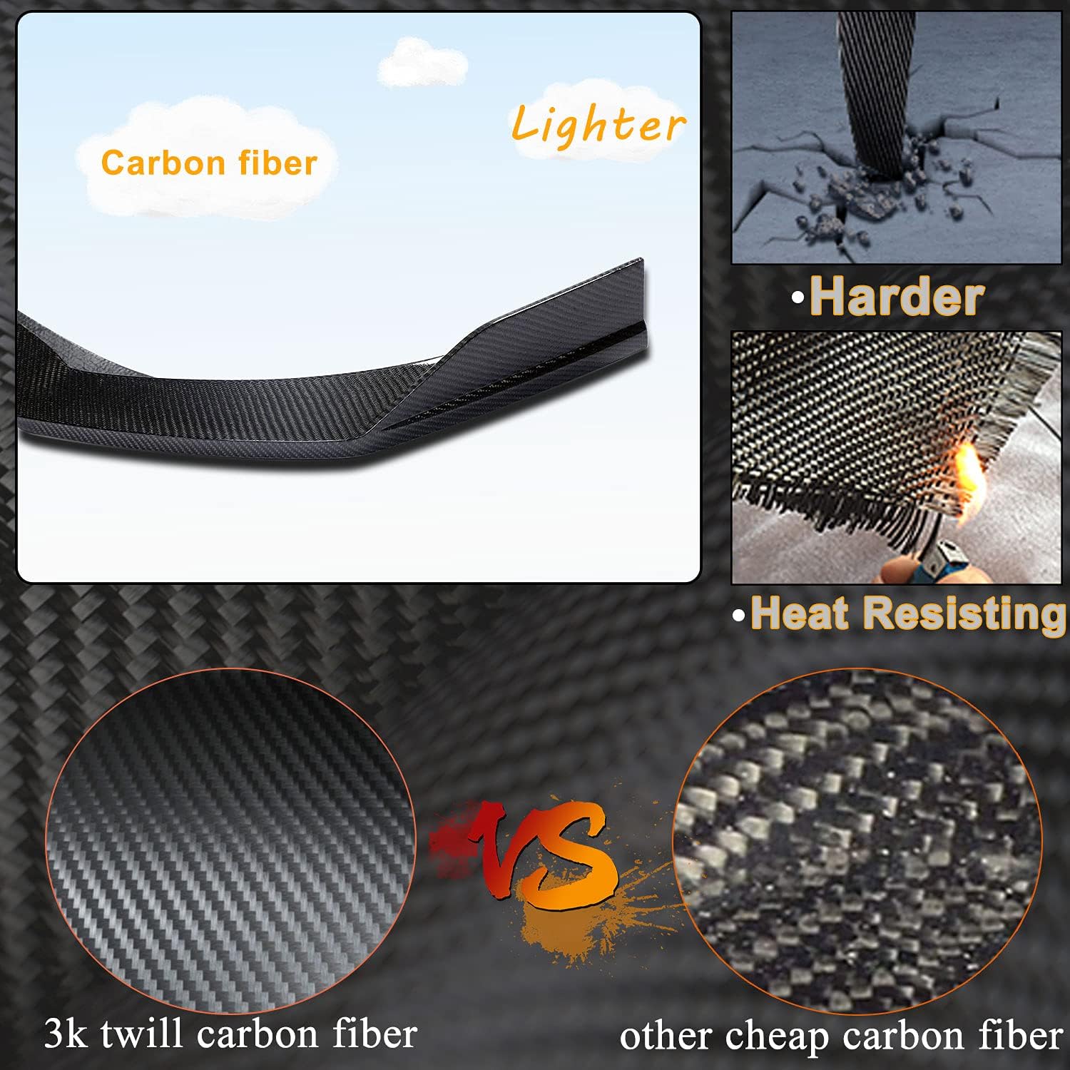 Carbon Fiber Front Bumper Lip Fits for Mercedes Benz SLC Class R172 SLC180 200 300 Convertible 2-Door 2016-2019 CF Factory Outlet Chin Spoiler Splitter Protector