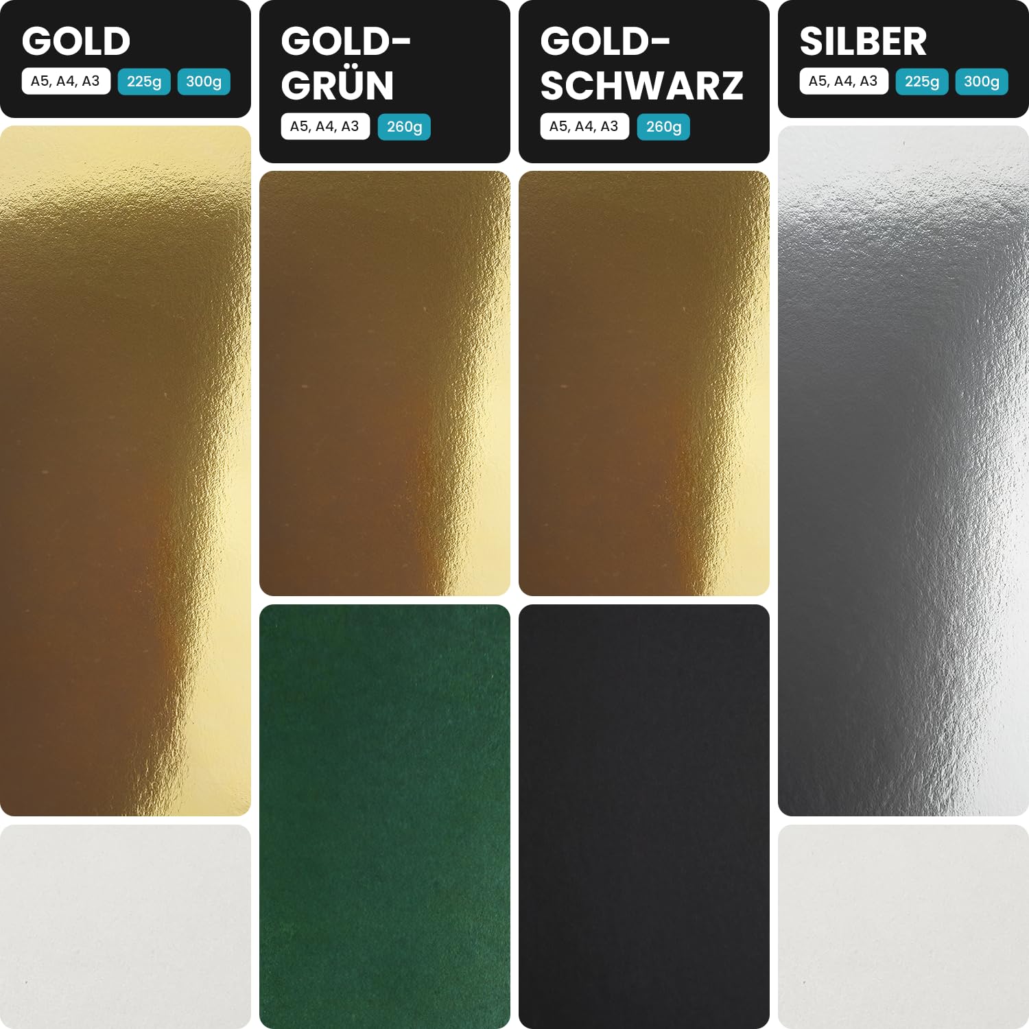 PATIKIL Cartoncino Specchio Metallico A3 10 Fogli 10 Colori 250gsm - Carta Laminata Riflettente Per Scrapbooking E Fai Da Te