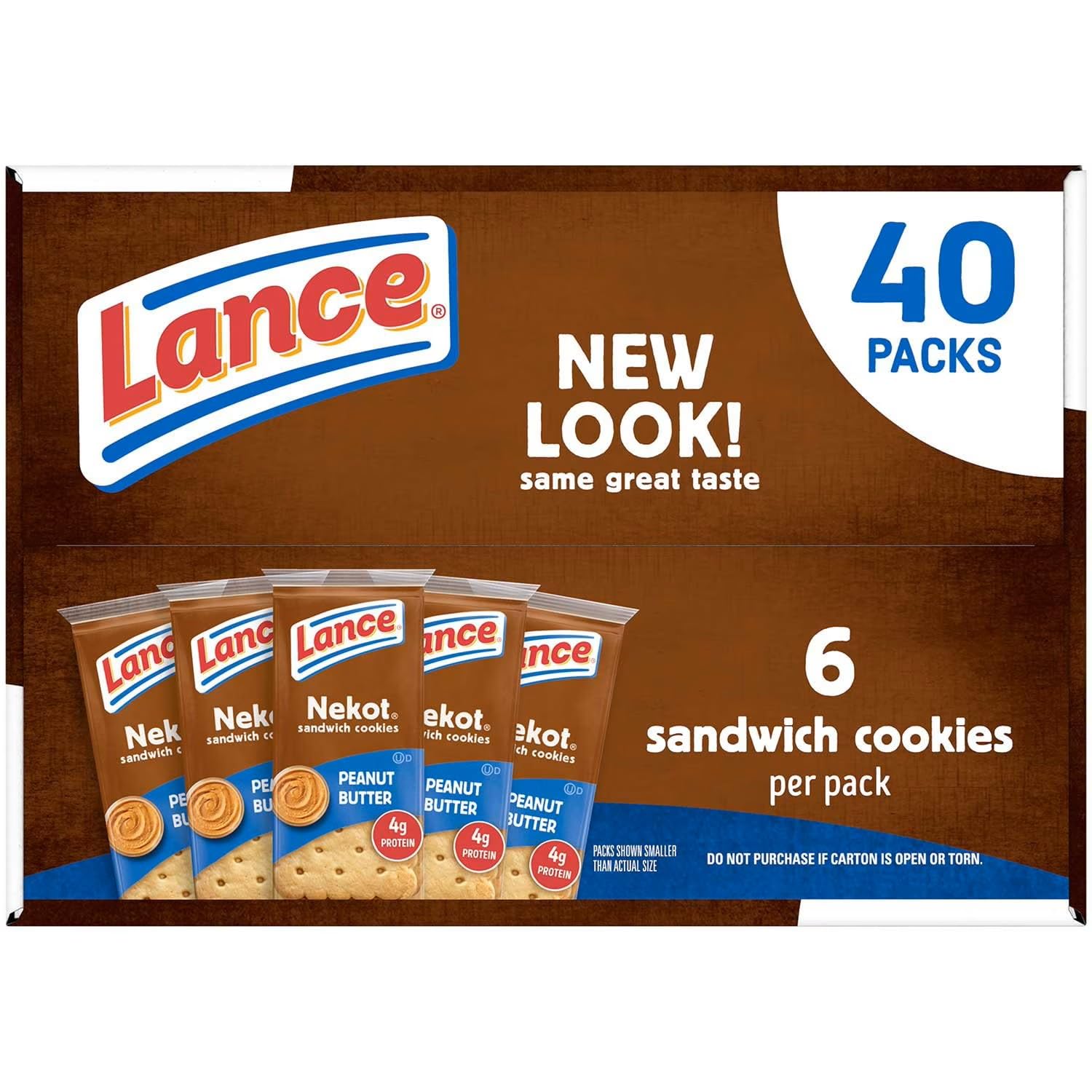 Lance Nekot Peanut Butter Sandwich Cookies, 1.75 oz., 40 pack.
