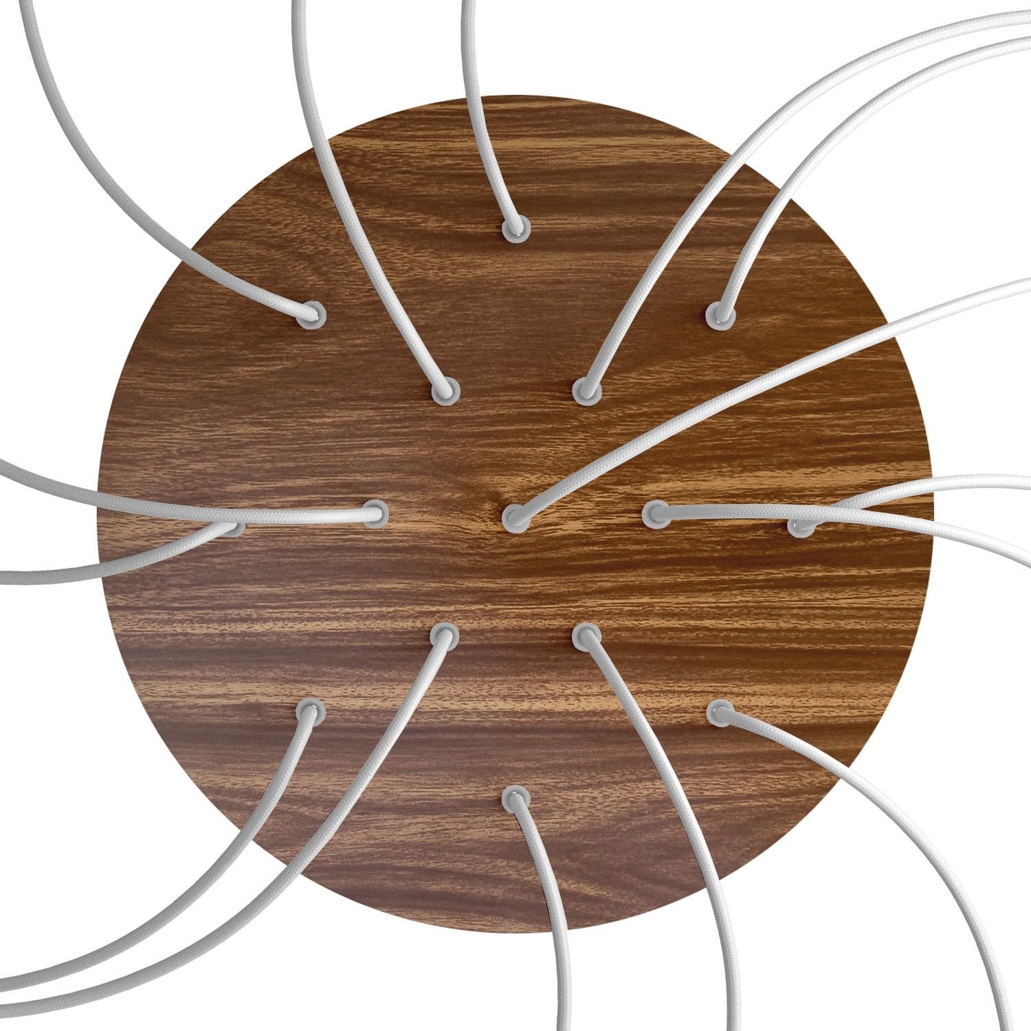 creative cables Rosone XXL rotondo nero linea Rose-One (serracavo conico, dibond legno, 15 fori e 4 fori laterali) – Per lampadari e sospensioni multiple