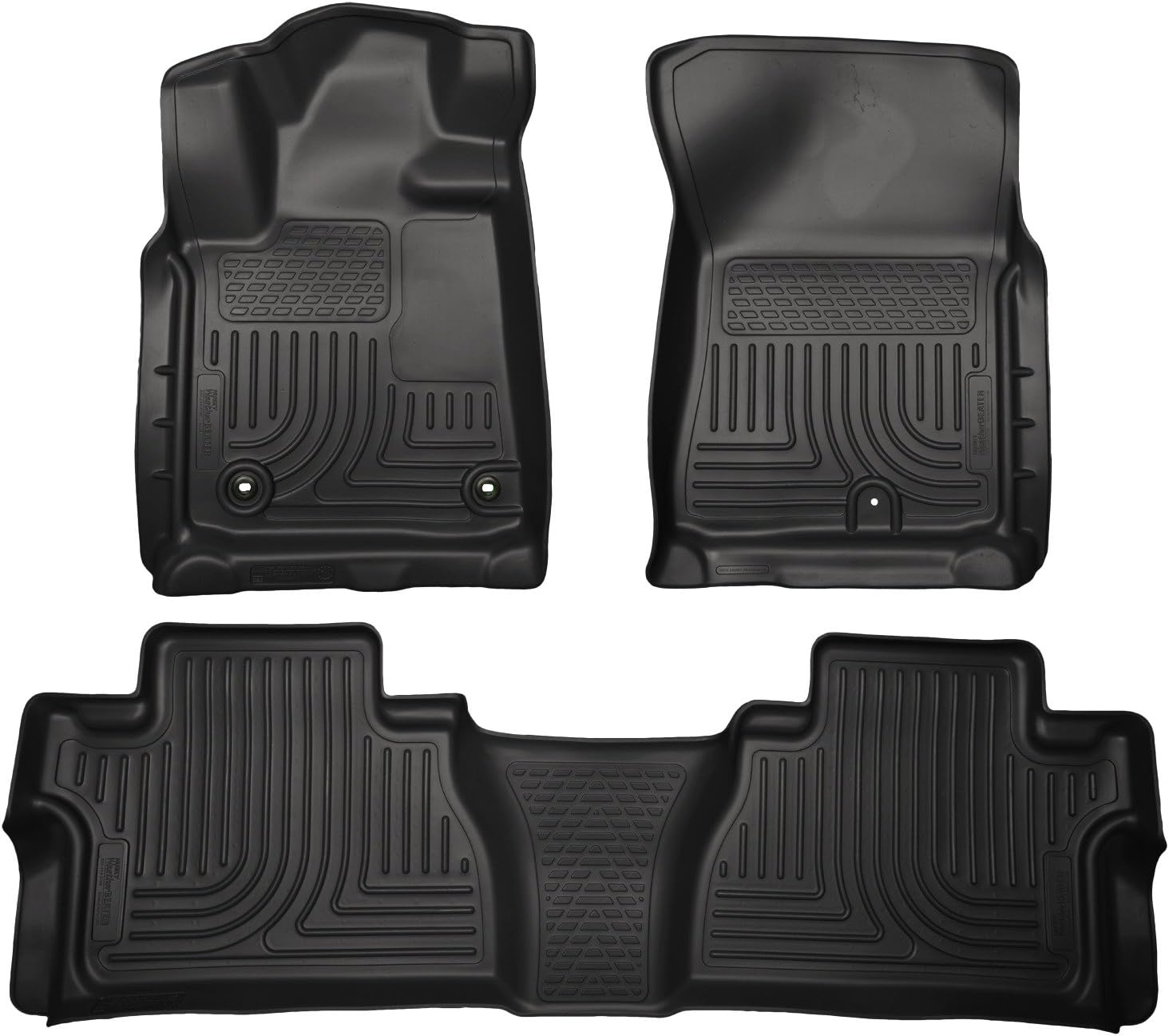 Husky Liners Weatherbeater Floor Mats | Fits 2014-2021 Toyota Tundra, CREWMAX CAB ONLY, Footwell Coverage (Will NOT Fit Double Cab) | Front & 2nd Row, 3-pc Black - 99581