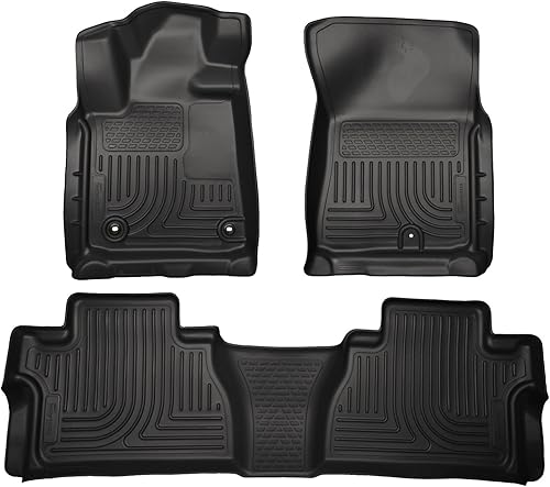 Husky Liners Weatherbeater Floor Mats | Fits 2014-2021 Toyota Tundra, CREWMAX CAB ONLY (Footwell Coverage) | Front & 2nd Row, 3-pc Black - 99581