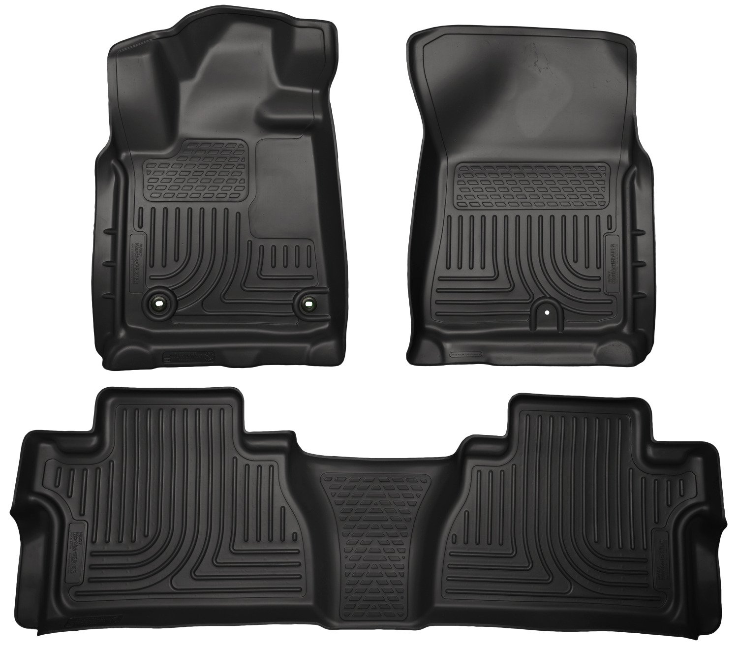 Husky Liners Weatherbeater Floor Mats | Fits 2014-2021 Toyota Tundra, CREWMAX CAB ONLY (Footwell Coverage) | Front & 2nd Row, 3-pc Black - 99581