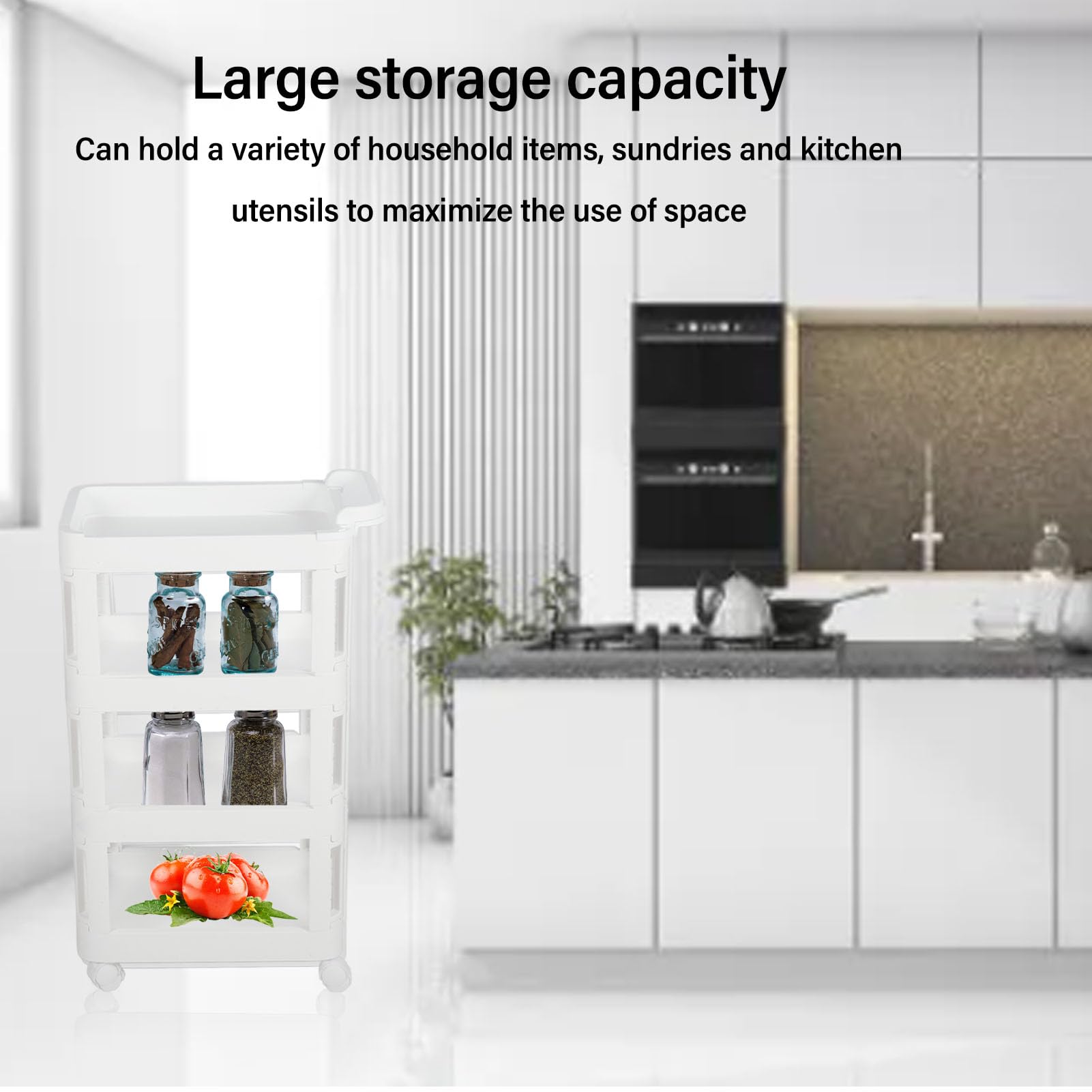 Carro de Almacenamiento con Ruedas, Carros Utilitarios Móviles Portátiles de Gran Capacidad, Carro Organizador con Ruedas, Ideal para Sala de Estar, Cocina, Organización del Hogar (820)