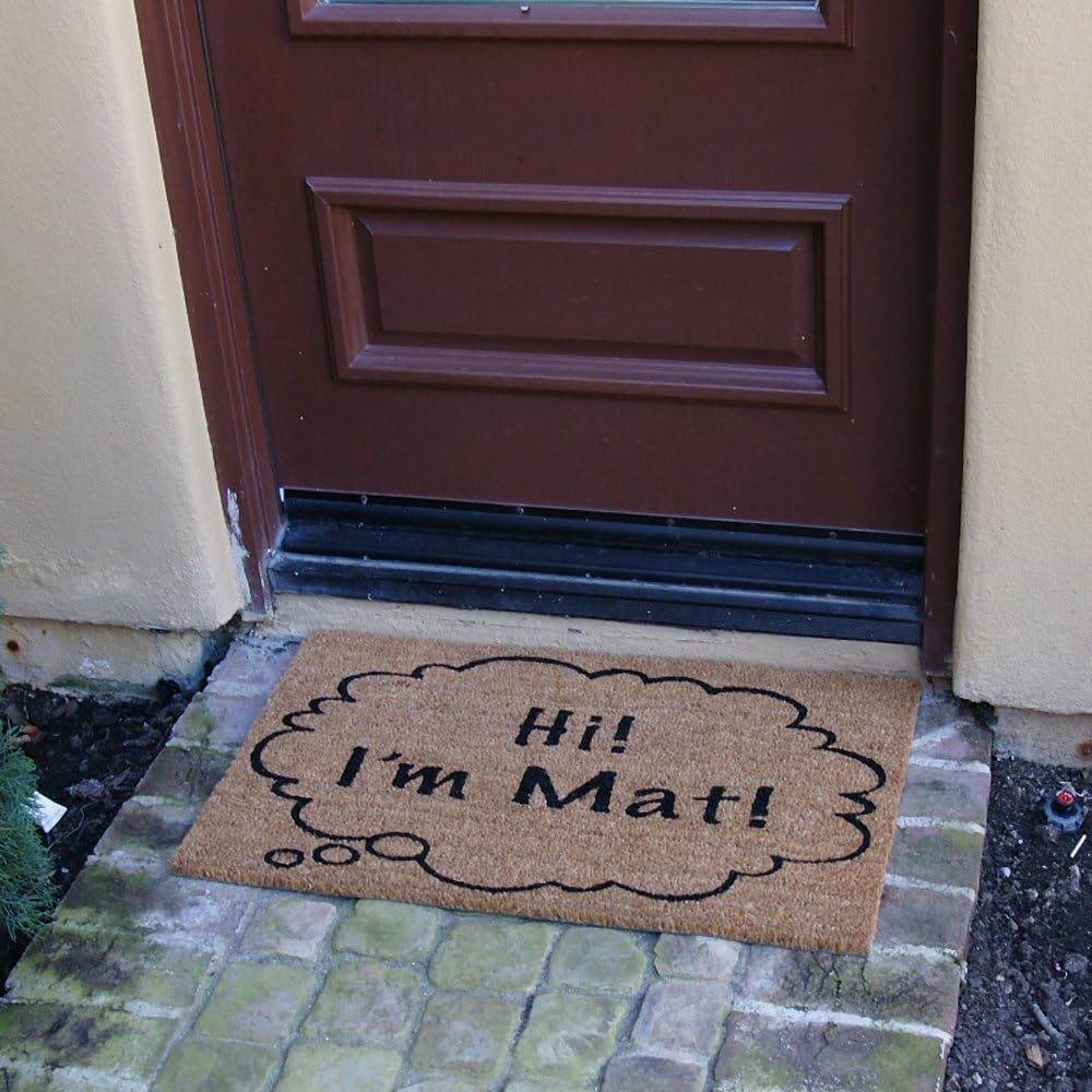 Rubber-Cal Hi I'm Mat Coir Doormat Funny Doormats, 18 x 30-Inch