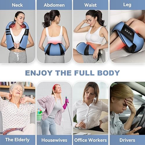 Miniatura 6 de Masajeador Shiatsu inalámbrico de cuello y hombros con calor, masajeador de espalda para aliviar el dolor de tejido profundo 3D, masajeador de