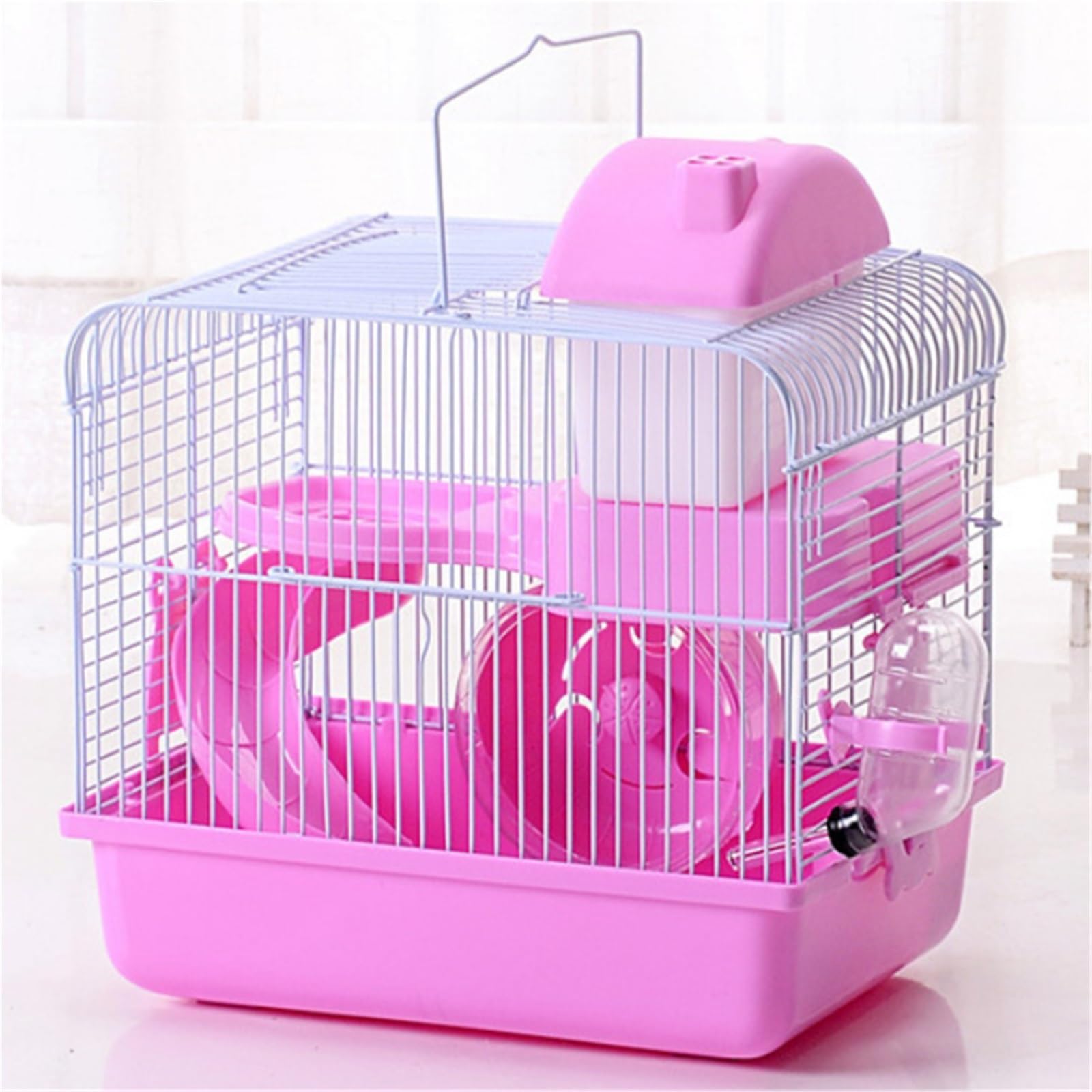 Cage à Hamsters Cage à Hamster Double Couche avec Maison pouvant être transportée la Main et retirée(Coffee)