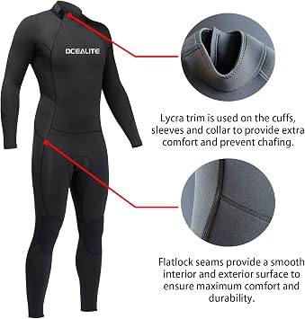 Full Wetsuits 5/4mm 4/3mm and 3mm Full Wetsuit for Mens Premium Neoprene Suits for Diving Snorkeling Surfing Swimming