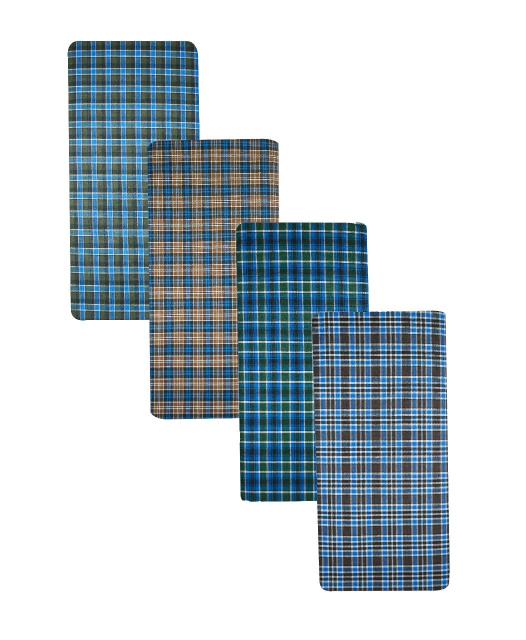 blue leaf Men's Regular Fit Premium Cotton Checks Lungi - (2031_Assorted_2.25 Meters) Combo Pack of 4-picture-28