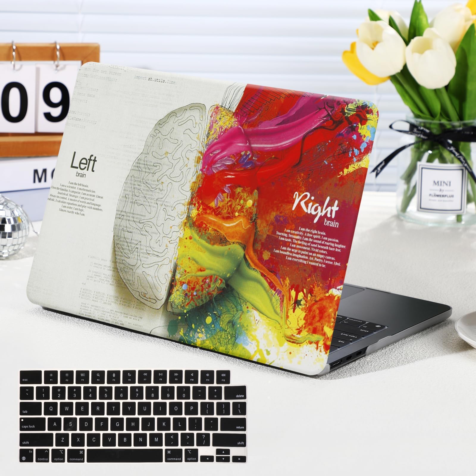 Funut Compatible with MacBook Pro 14 inch Case 2024 2023 2022 2021 M3 M2 M1 A2918 A2992 A2779 A2442 Pro Max Chip, Mac 14 inch Laptop Plastic Hard Shell Case & Keyboard Cover for Pro 14"，Creative Brain
