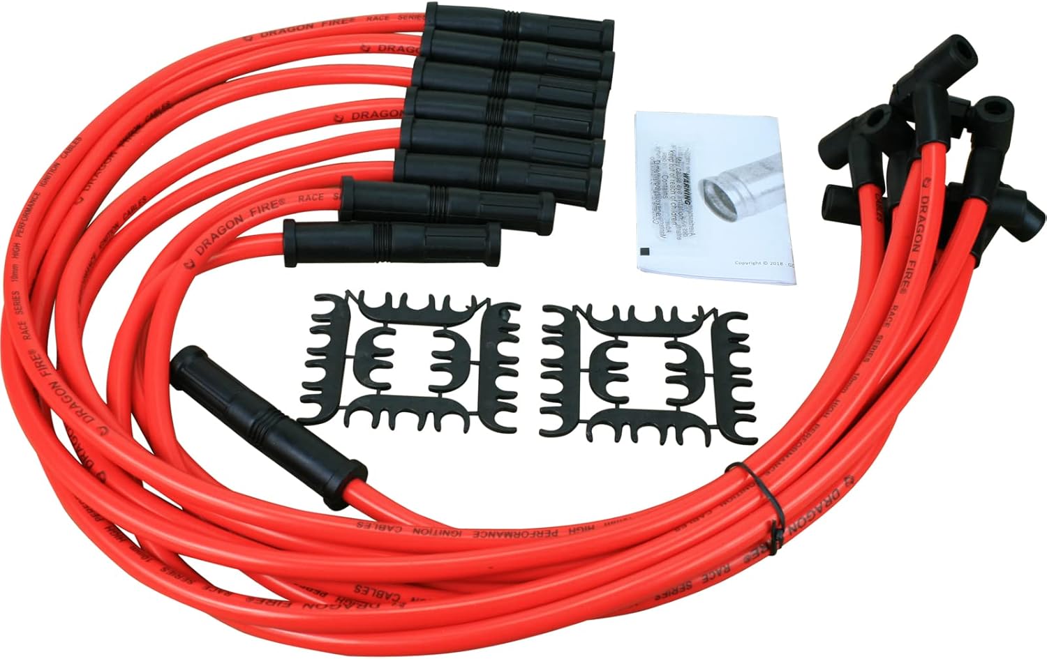 AIP Electronics Dragon Fire Race Series High Performance 10.2mm 90 to Straight Boot Ignition Spark Plug Wire Set Compatible with HEI SBC BBC OEM Fit PW90STR-DF