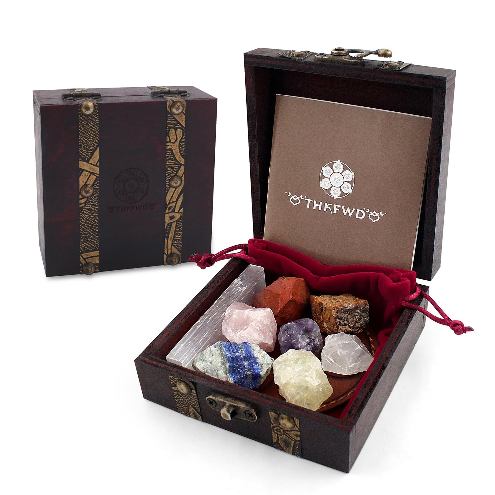 7 cristales de chakras y piedras curativas con placa de carga de selenita y folleto guía para principiantes, colección, meditación, yoga
