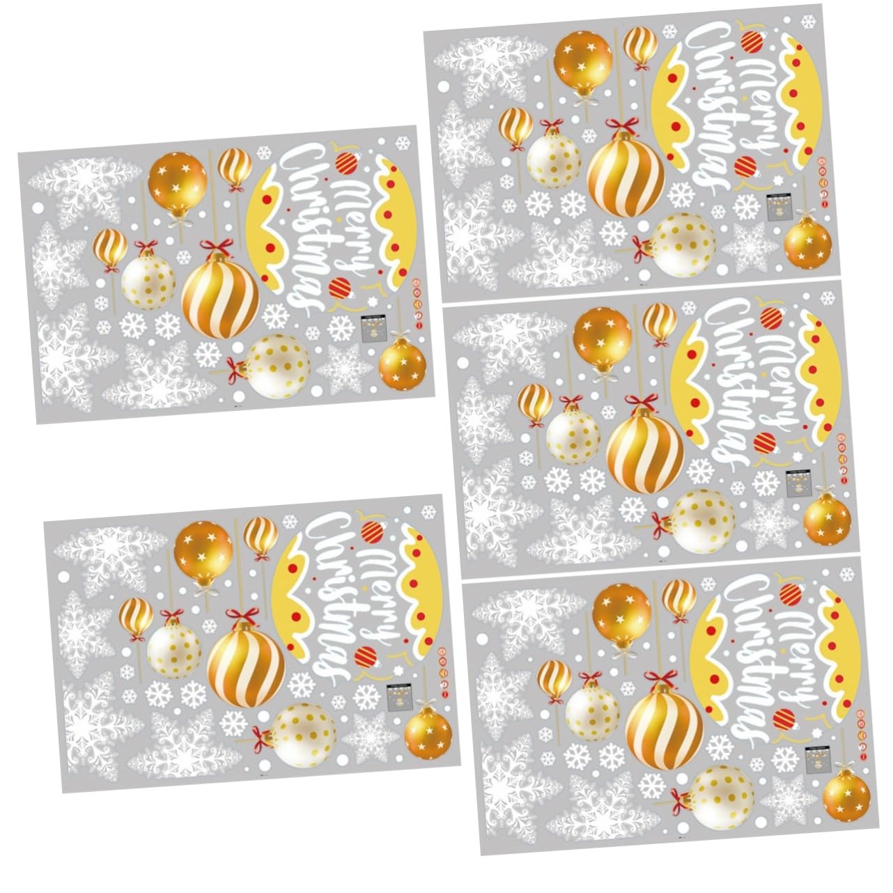 PRETYZOOM 5 Blätter Statische Weihnachtsaufkleber Urlaub Selbstklebender Aufkleber Schneeflocken-fensteraufkleber Weihnachtskugel Fenster Haftet Weihnachts-schneeflocken-aufkleber Pvc