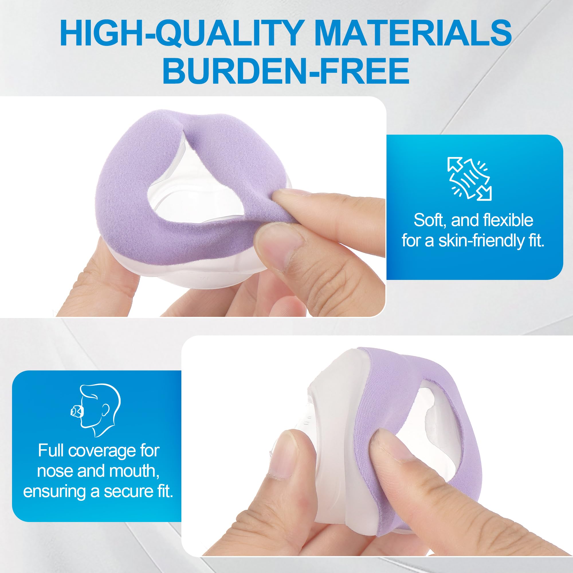 Máscara nasal compatible con las almohadillas de la máscara AirFit N20 para máscaras CPAP de repuesto N20 Perfect Fit Máscara de terciopelo y máscara de tela (2 moradas-L)
