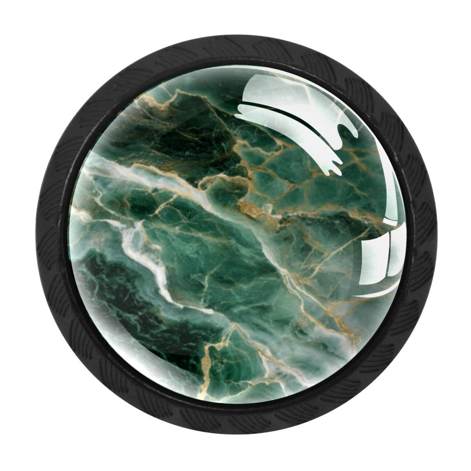 CHENZZZZ 4 Pieces Kitchen Cabinet Drawer Dresser Door Knobs Pulls Handles, Green Marble (2)
