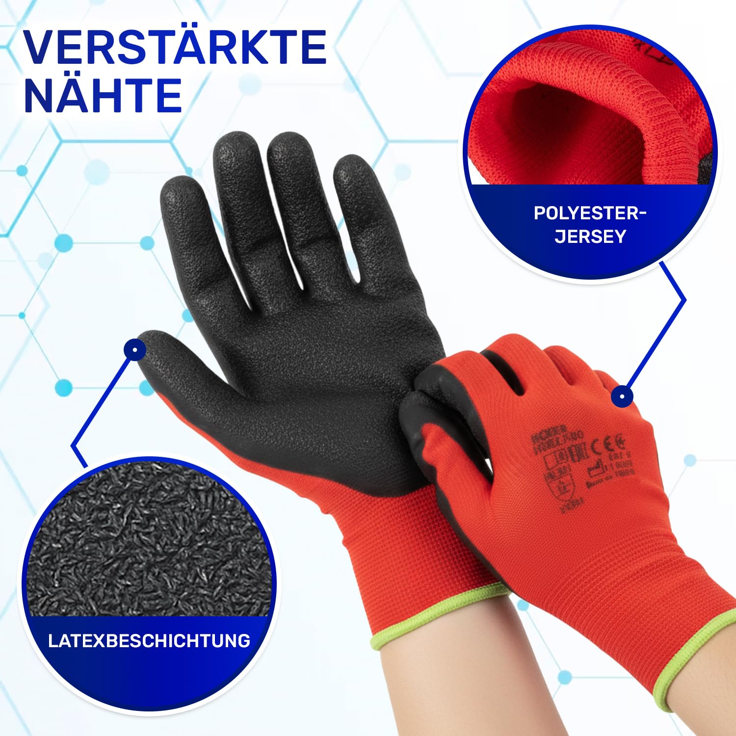 MONTERAL 48 Paare Handschuhe Arbeitshandschuhe 9 L Schutz Cat II Anti-Slip
