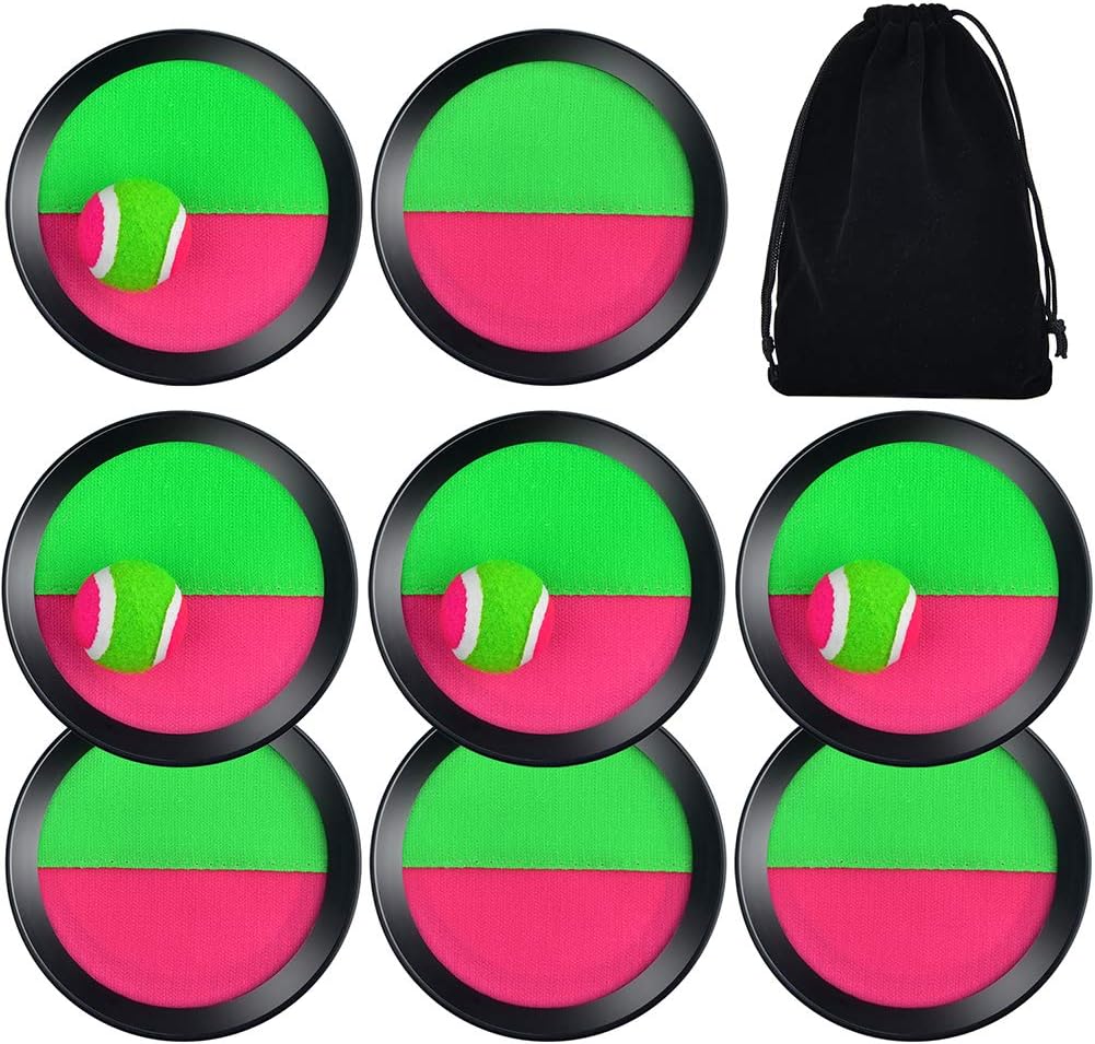 WXJ13 4 Sets Paddle Catch Ball and Toss Game 15.5cm Velcro Catch Ball Set for Sport with a Bag