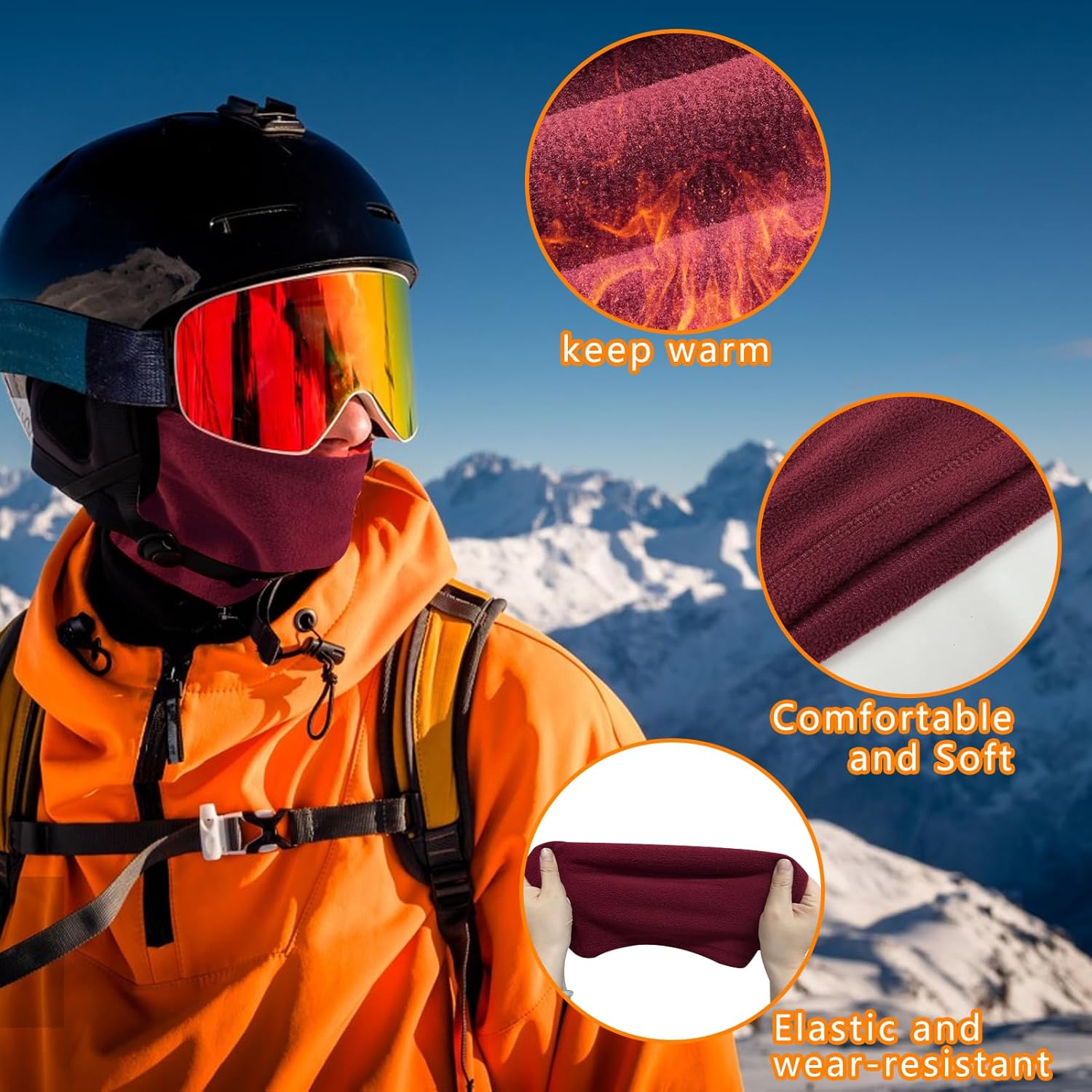 3 Pieces Full Face Cover Winter Warm Fleece Balaclava Face Mask, Soft Winter Ski Mask for Men Women Cold Weather - Image 3