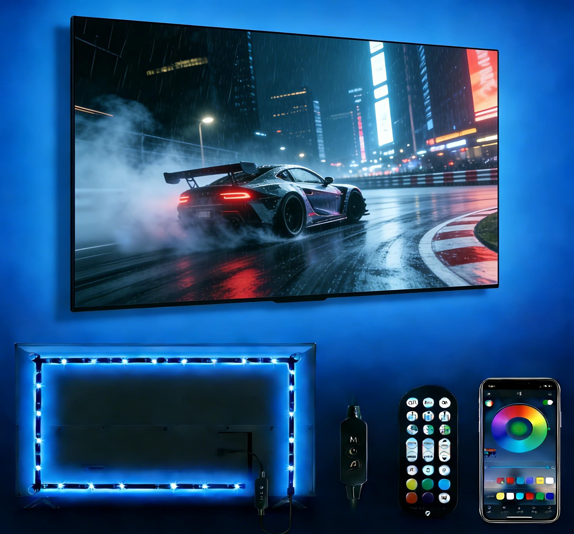 Daymeet Led Lights for TV, 16.4ft TV Led Lights Backlight Behind for 65-85 inch Led Strip Lights,RGB Color Changing Light with Remote, Music Sync Bluetooth APP Control USB Christmas Lighting