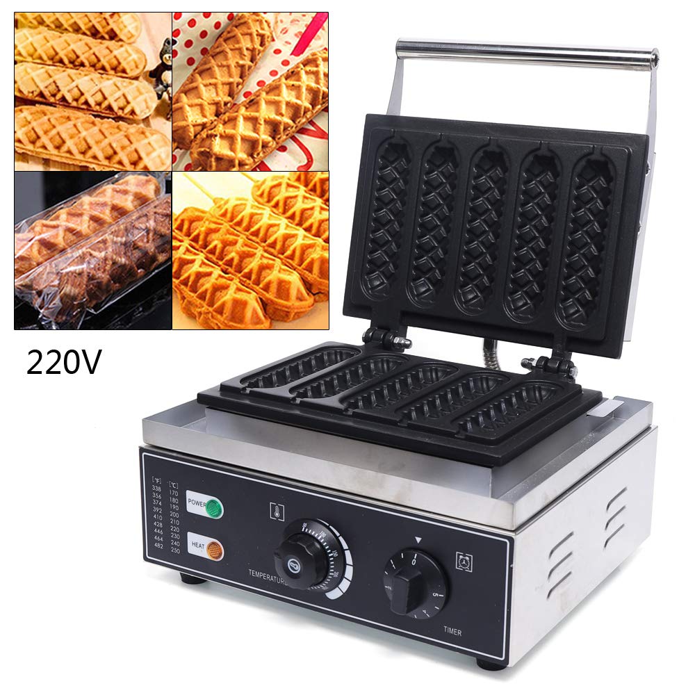 Machine à Gaufres Et Hot Dogs Professionnelle 6 Bâtons - 1500W Minuteur 50-300°C Acier Inox