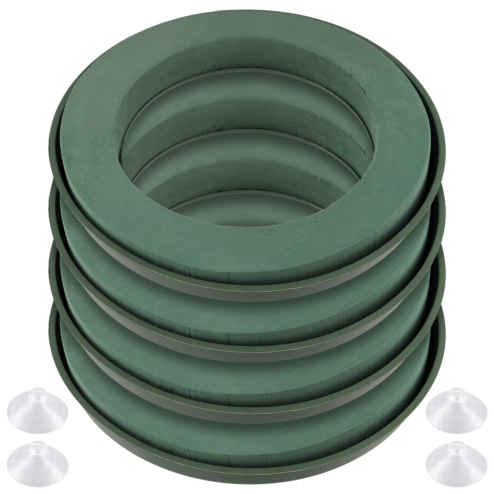 CHIHEUNG 4 Pack Foam Wreath Rings 12 Inch, Green Plastic Back Wreath Making Supplies for DIY Christmas Crafts, Floral Arrangement & Home Decoration