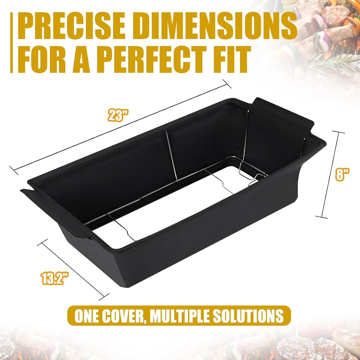 4-Pack Chafer Wind Guard 13.2"W x 23"L x 8"H, Lightweight Chafing Dish Wind Guard for Buffet Table, Windproof Fabric Covers for Outdoor Catering Weddings, Easy-Clean Foldable - Black
