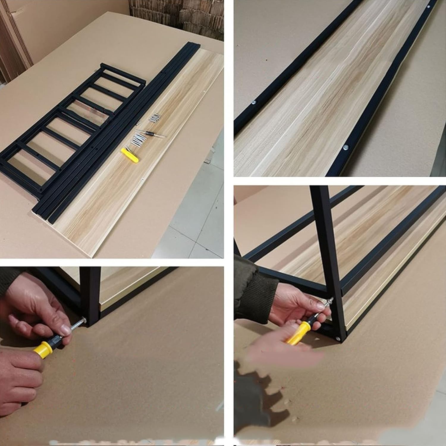 Ceiling Floating Wine Rack - Solid Wood Hanging Wine Rack, Wrought Iron Solid Wood Kitchen Decor Rack, Ceiling Hanging Storage Rack, Easy to Install Bar Display Rack