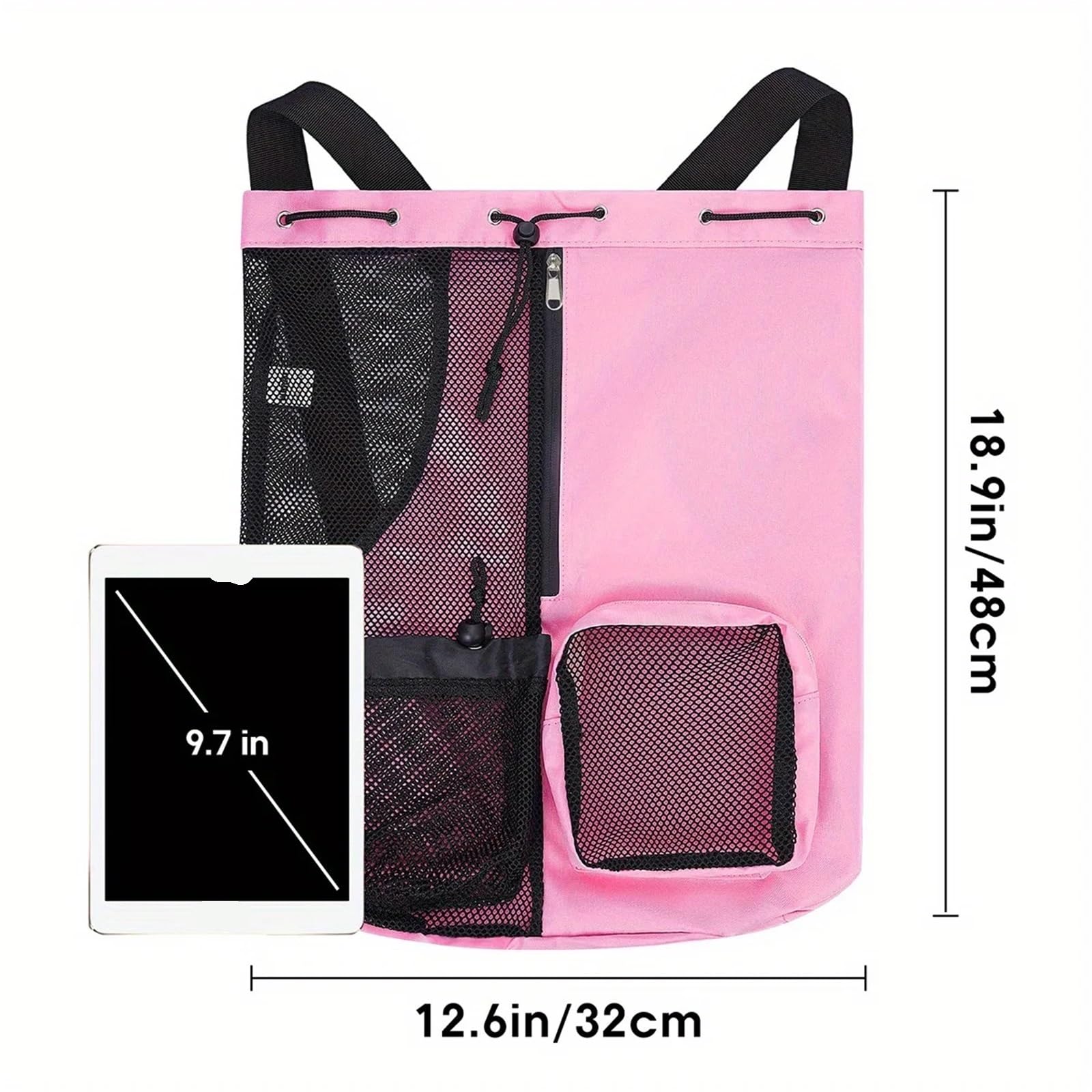 Bolsa de Deporte Bolsa de gimnasio Bolsa de natación Mochila con cordón de red con bolsillo húmedo Mochila de playa Natación Gimnasio y bolsa de almacenamiento de equipo de entrenamiento(Black)