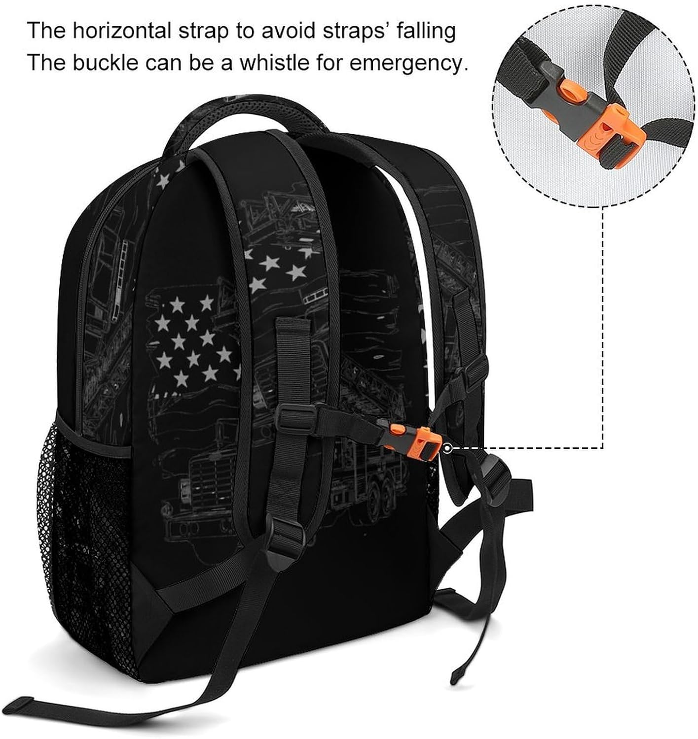 Firefighter Truck Novelty Backpack Lightweight Printed Daypacks image 3