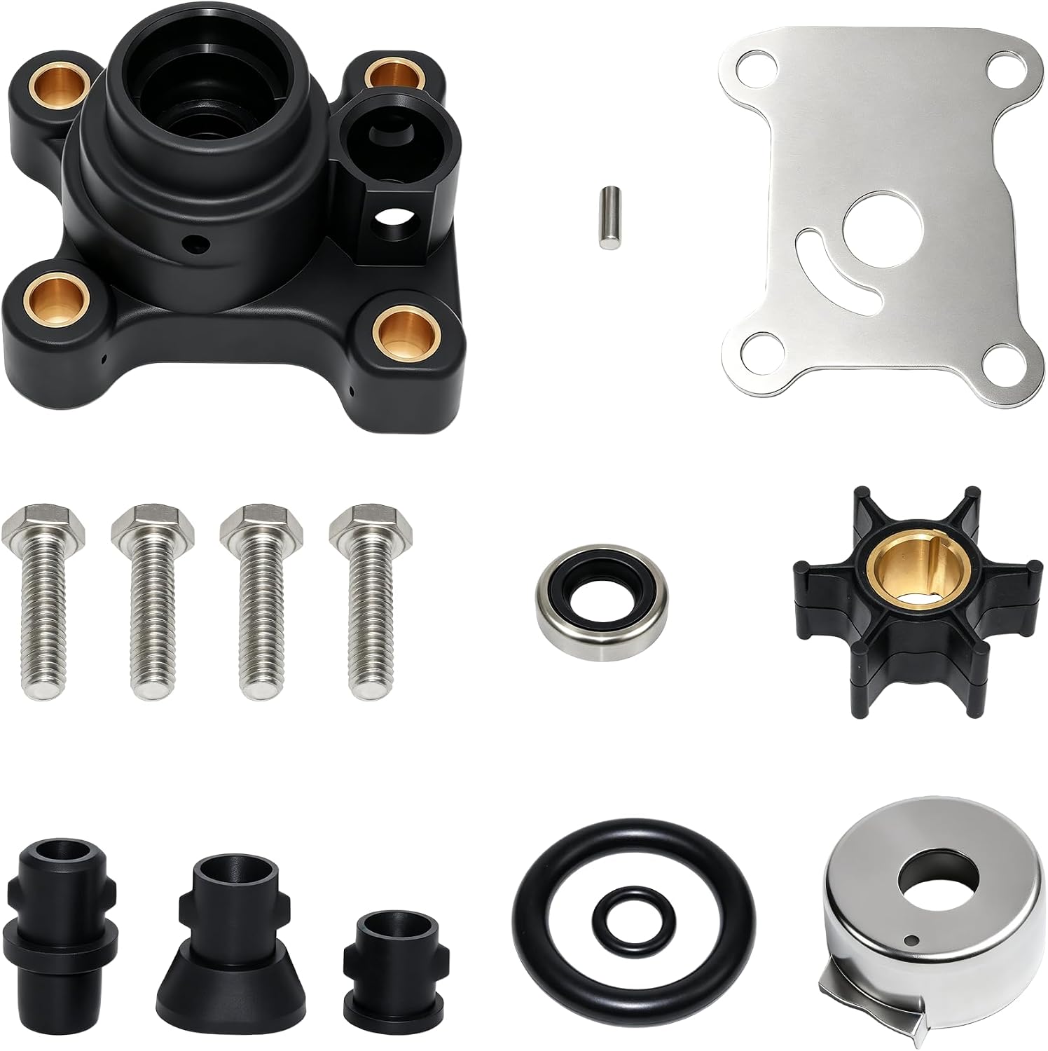 MARKGOO Water Pump Impeller Repair Kit with Housing 394711 | Compatible with Johnson Evinrude OMC 8 9.9 10 15 HP Outboard Boat Motor Engine Parts Replaces 0394711 391698 386697