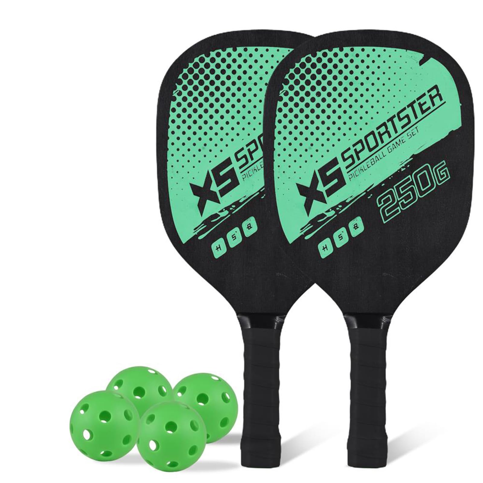 Lixada Raqueta Pickleball, Juego de Raquetas de Pickleball de Madera con 4 Bolas, Agarre ergonómico cómodo, Adecuado para Interiores y Exteriores, Adecuado para Principiantes