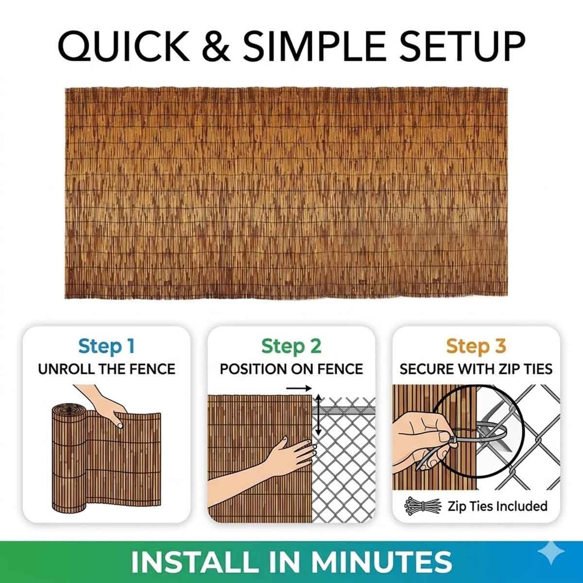 Valla Cañizo Natural, Exterior Ocultacion Terraza Ligero Transpirable Pantalla Privacidad Balcon Alternativa Bambu Jardin Separador Decoracion Rollo Cortaviento(Marrón,H90xL550cm)