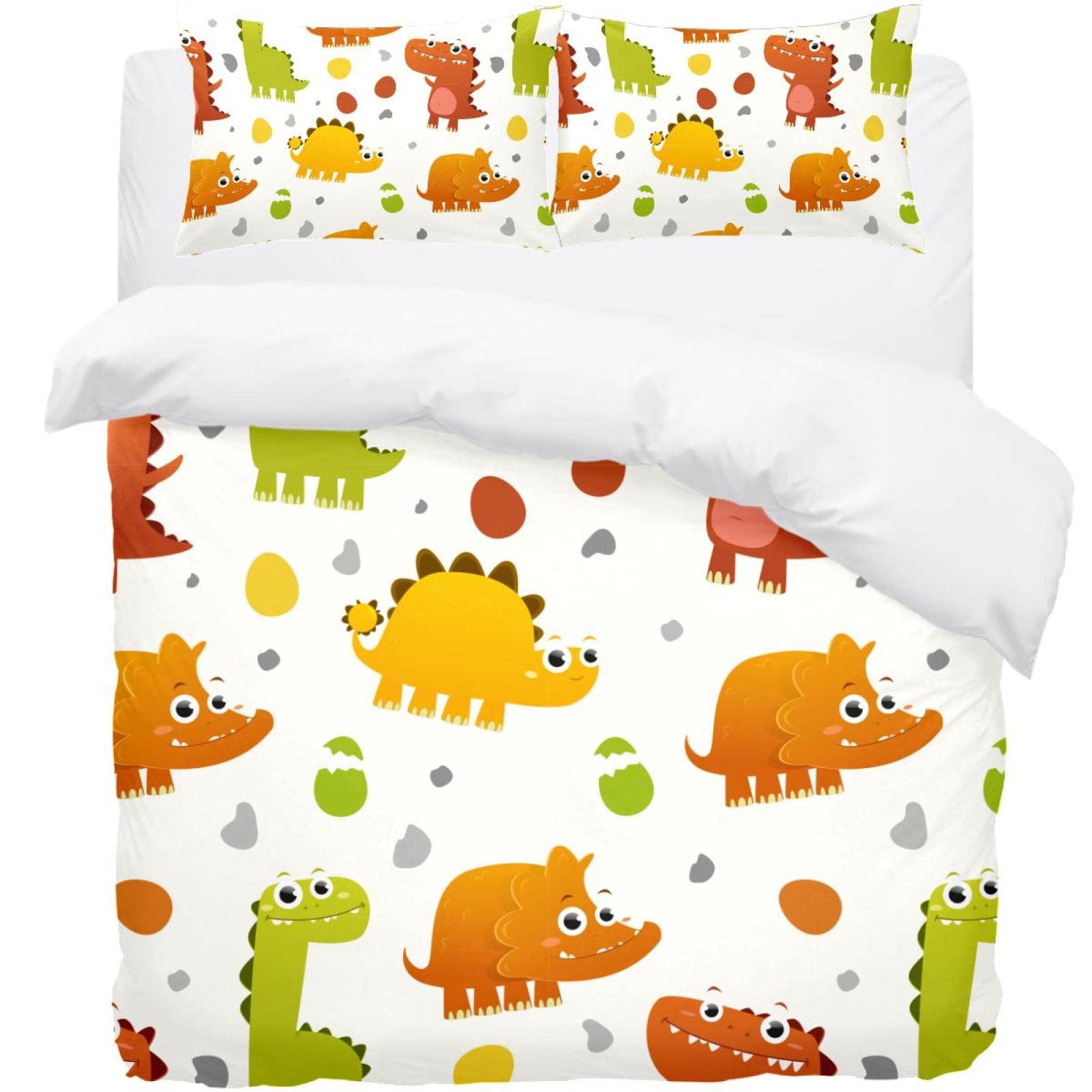 Housse de couette dinosaure avec parure de lit thermique chaude et 2 taies d'oreiller