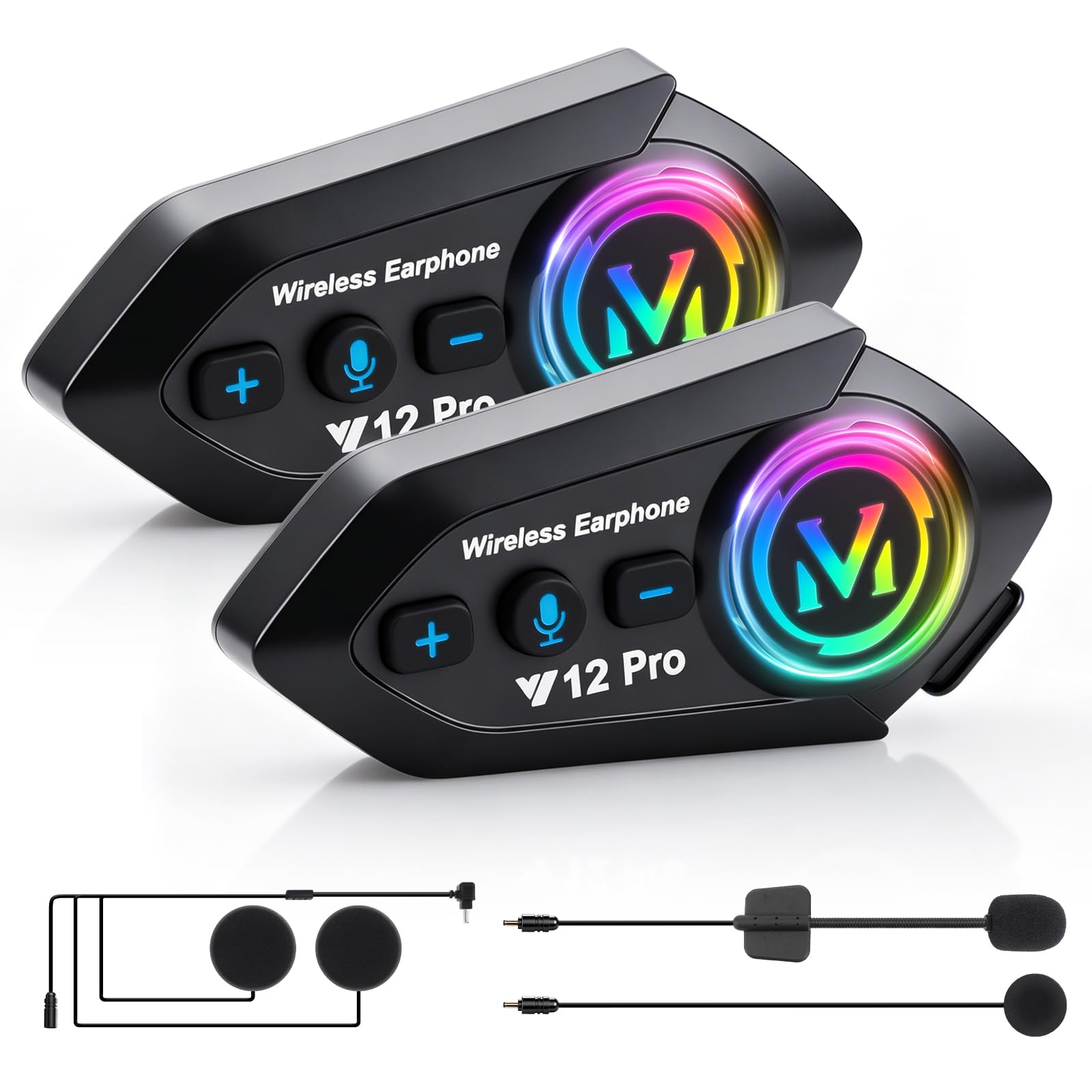 Intercom Moto Duo pour 2 Casques – Bluetooth 5.4, Partage Musical, Portée 500 m, IP56, Compatible avec Tous Casques – 2 Pièces
