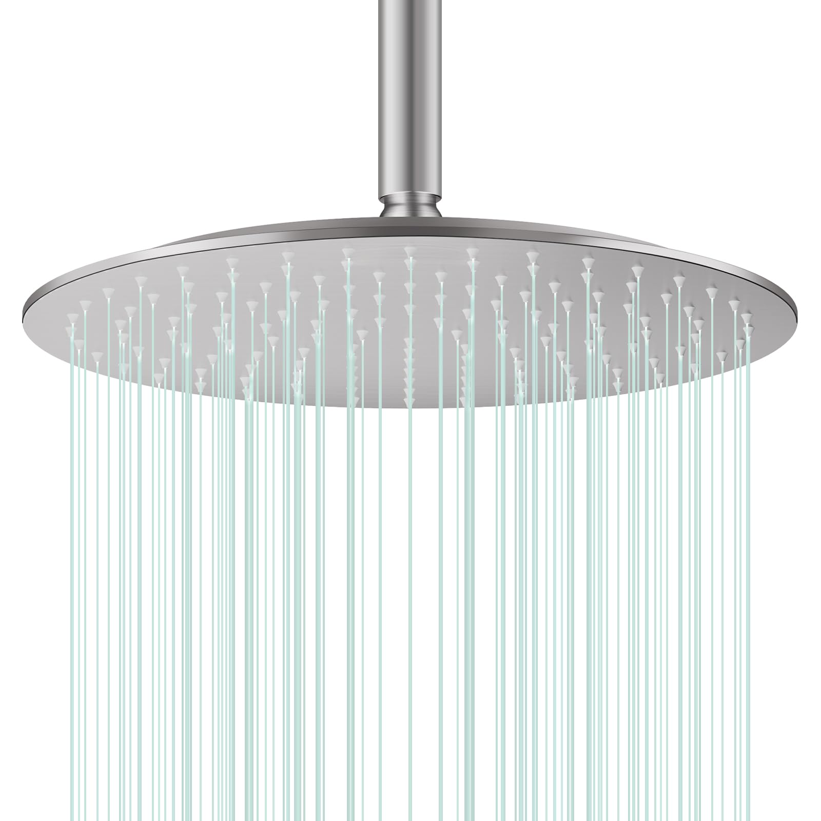 AULEEND Rain Shower Head, Work with Any Decorative Style，All Metal Rainfall Shower Head (Brushed Nickel, 12 Inch)