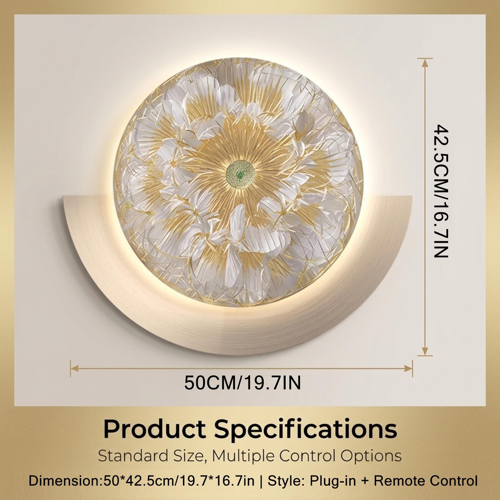 IRHIGBGX Decorazione Murale LED con Luce, Scultura da Parete 3D Moderna, | Quadro Murale Luminoso Design, Grande Decorazione Rotonda con Illuminazione d'Ambiente per Soggiorno Camera Ufficio