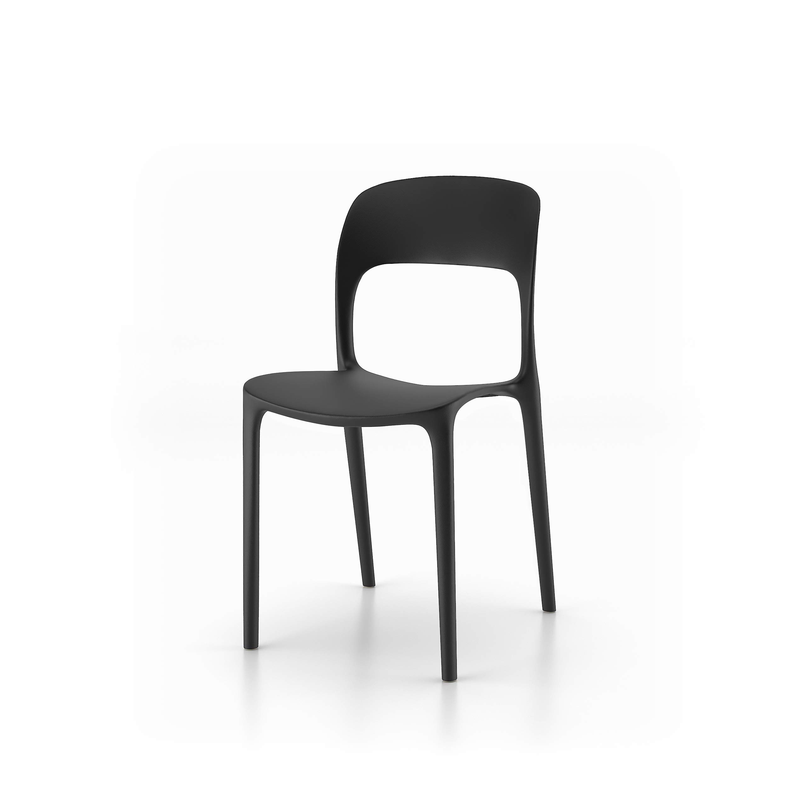 MOBILI FIVER, Sillas Amanda, Set de 4, en Negro, Polipropileno, Silla por Cocina, Jardín, Salon