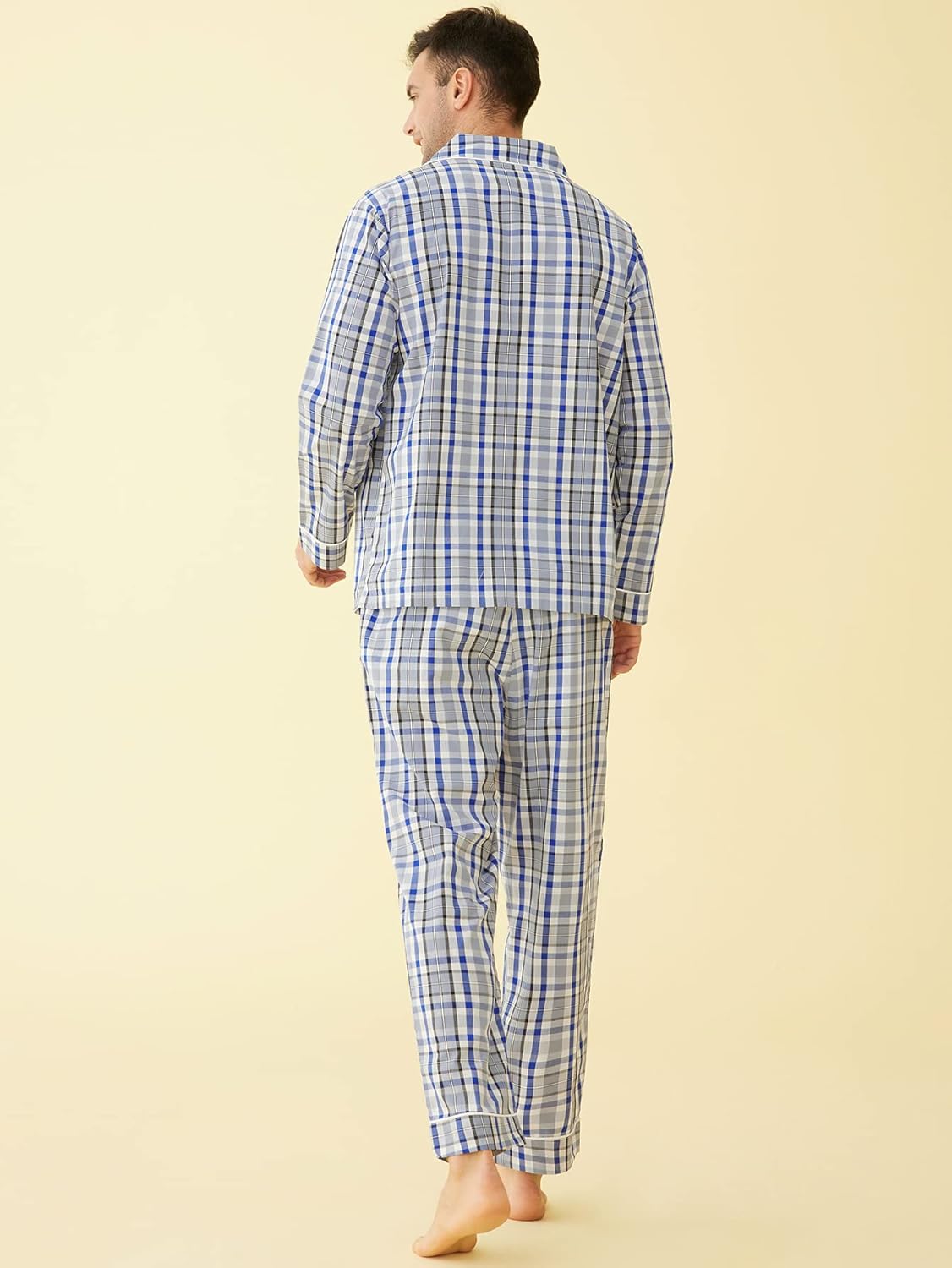 Latuza Men's Lightweight Cotton Pajamas Long Sleeves Shirt Pants Set - Image 2