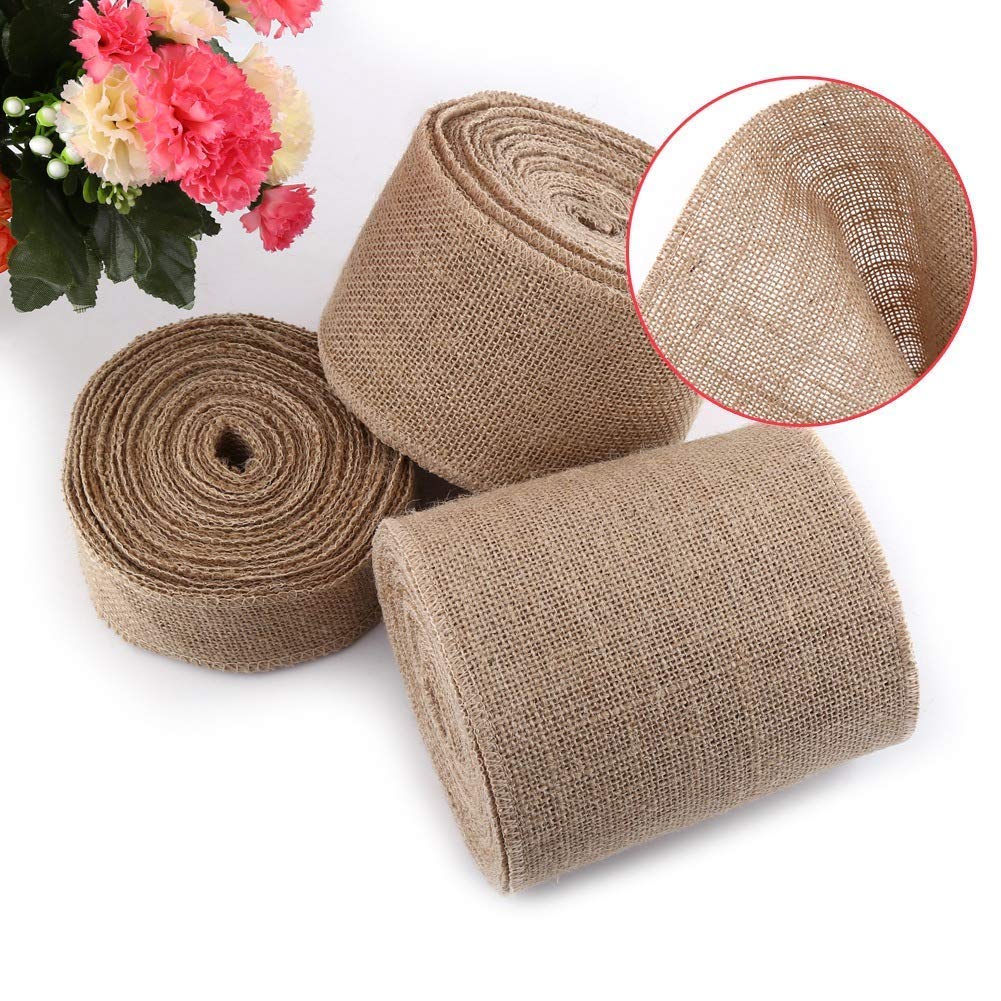 Rouleau de ruban en toile de jute naturelle 4 cm x 10 m - Style vintage - Pour emballage cadeau, travaux manuels, décorations de mariage et de Noël