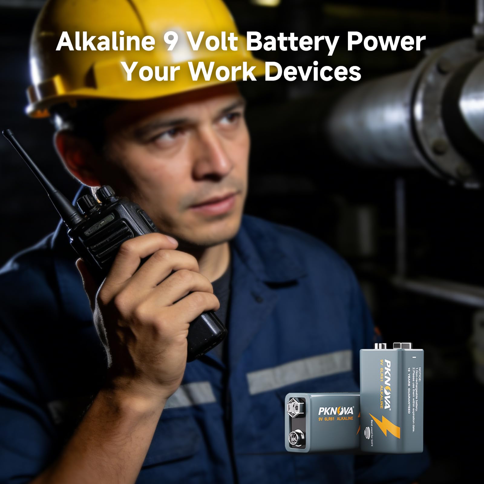 PKNOVA Lot de 6 piles alcalines 9 V 9 V pour détecteur de fumée, longue durée de vie de 10 ans